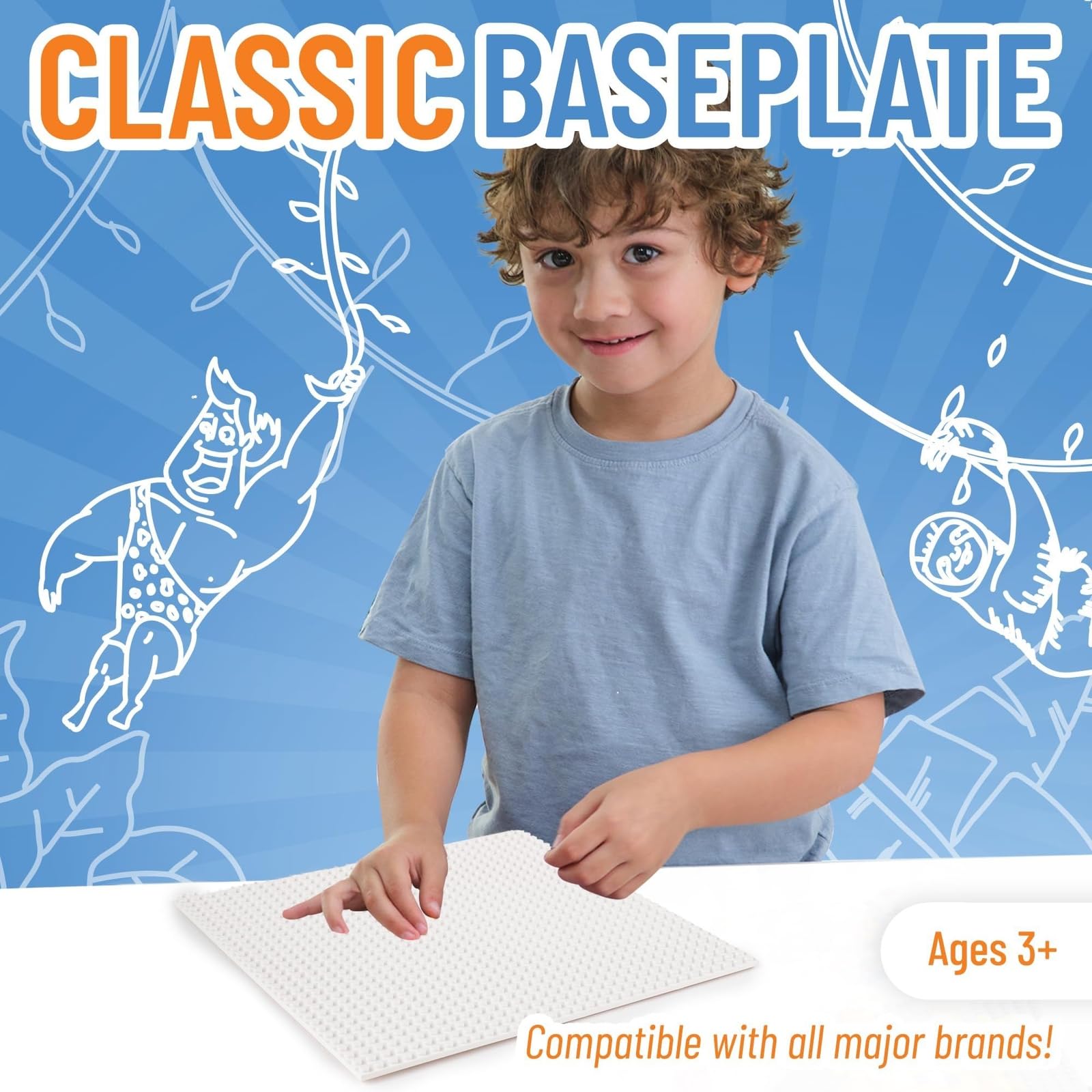 Strictly Briks 10x10 White Stackable Base Plate – 32x32 Pegs Compatible with Major Brick Brands