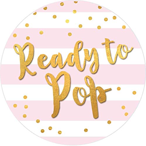 Stripe Ready to Pop Stickers – 2 Inch Round, 40 Pack, Pink & Faux Gold for Baby Shower Favors