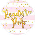 Stripe Ready to Pop Stickers – 2 Inch Round, 40 Pack, Pink & Faux Gold for Baby Shower Favors