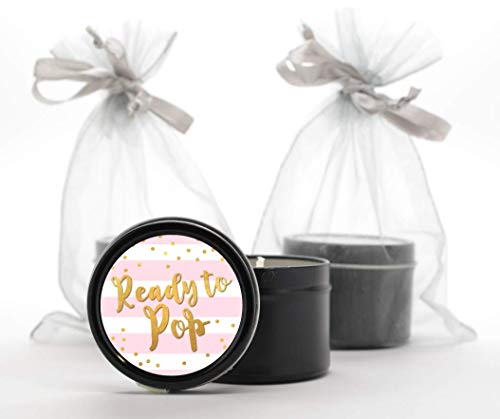 Stripe Ready to Pop Stickers – 2 Inch Round, 40 Pack, Pink & Faux Gold for Baby Shower Favors