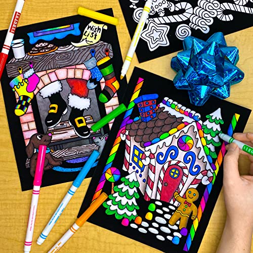 Stuff2Color Super Pack of 18 Fuzzy Velvet Coloring Posters (Christmas Edition) - Family Craft Activity for All Ages