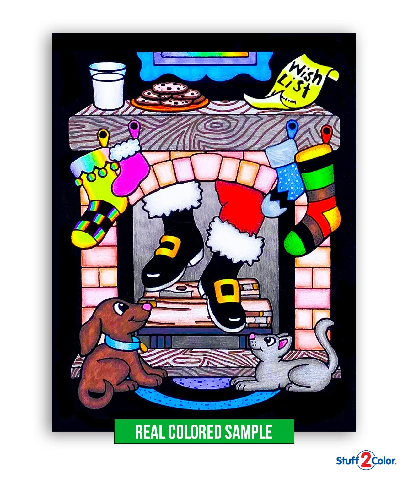 Stuff2Color Super Pack of 18 Fuzzy Velvet Coloring Posters (Christmas Edition) - Family Craft Activity for All Ages