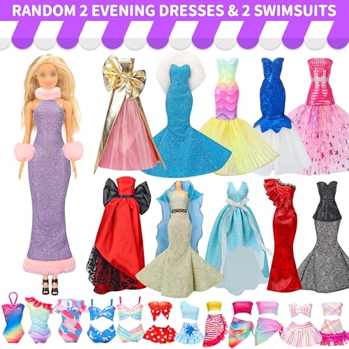 Style Shine Doll Clothes & Accessories Kit – 70+ Pieces for 11.5 Inch Dolls, Wedding Gowns, Casual Outfits, Shoes & More