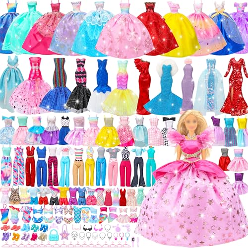 Style Shine Doll Clothes & Accessories Kit – 70+ Pieces for 11.5 Inch Dolls, Wedding Gowns, Casual Outfits, Shoes & More