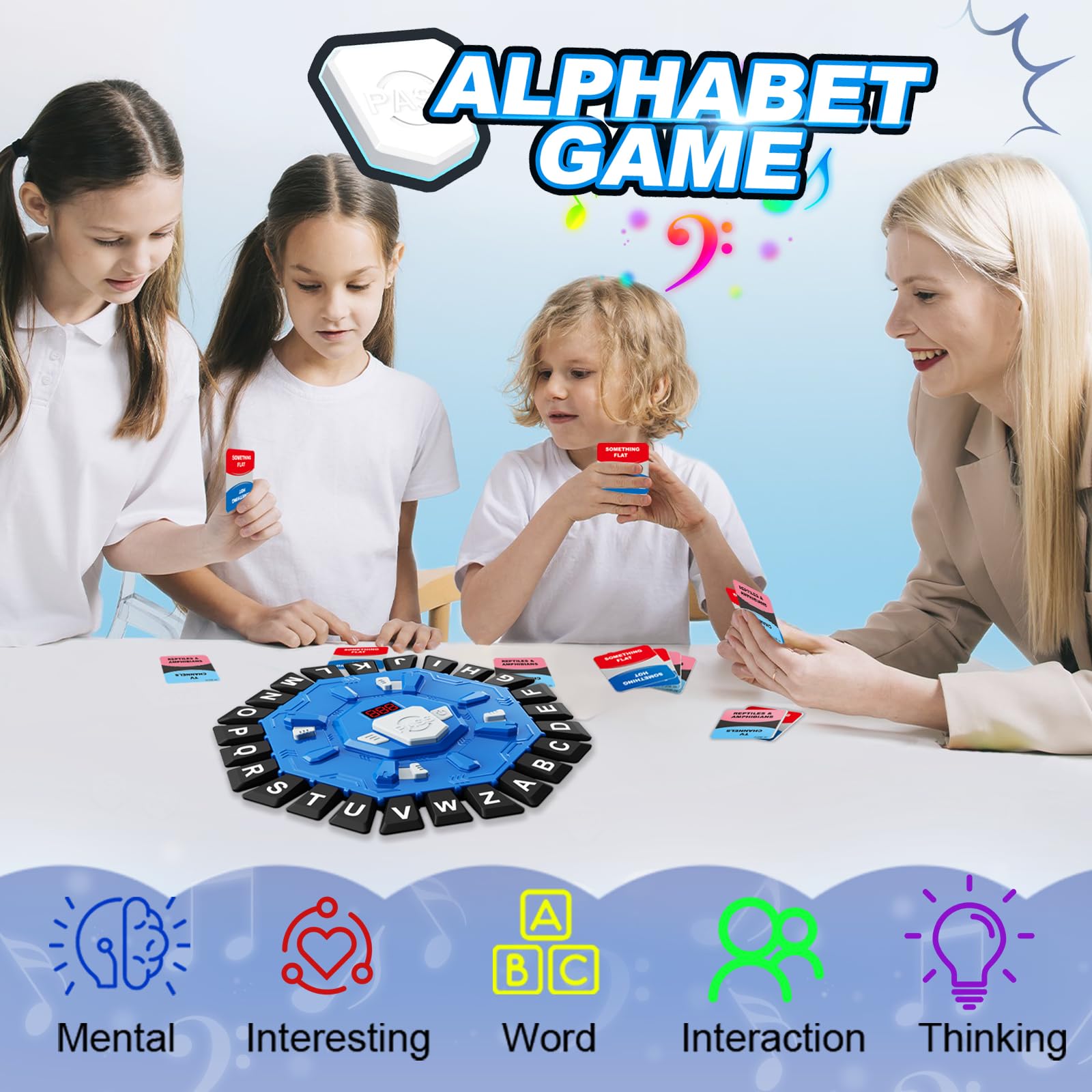 StyleBoon Word Game with LED Display - Fast-Paced Alphabet Family Board Game for Ages 3+ (Blue)