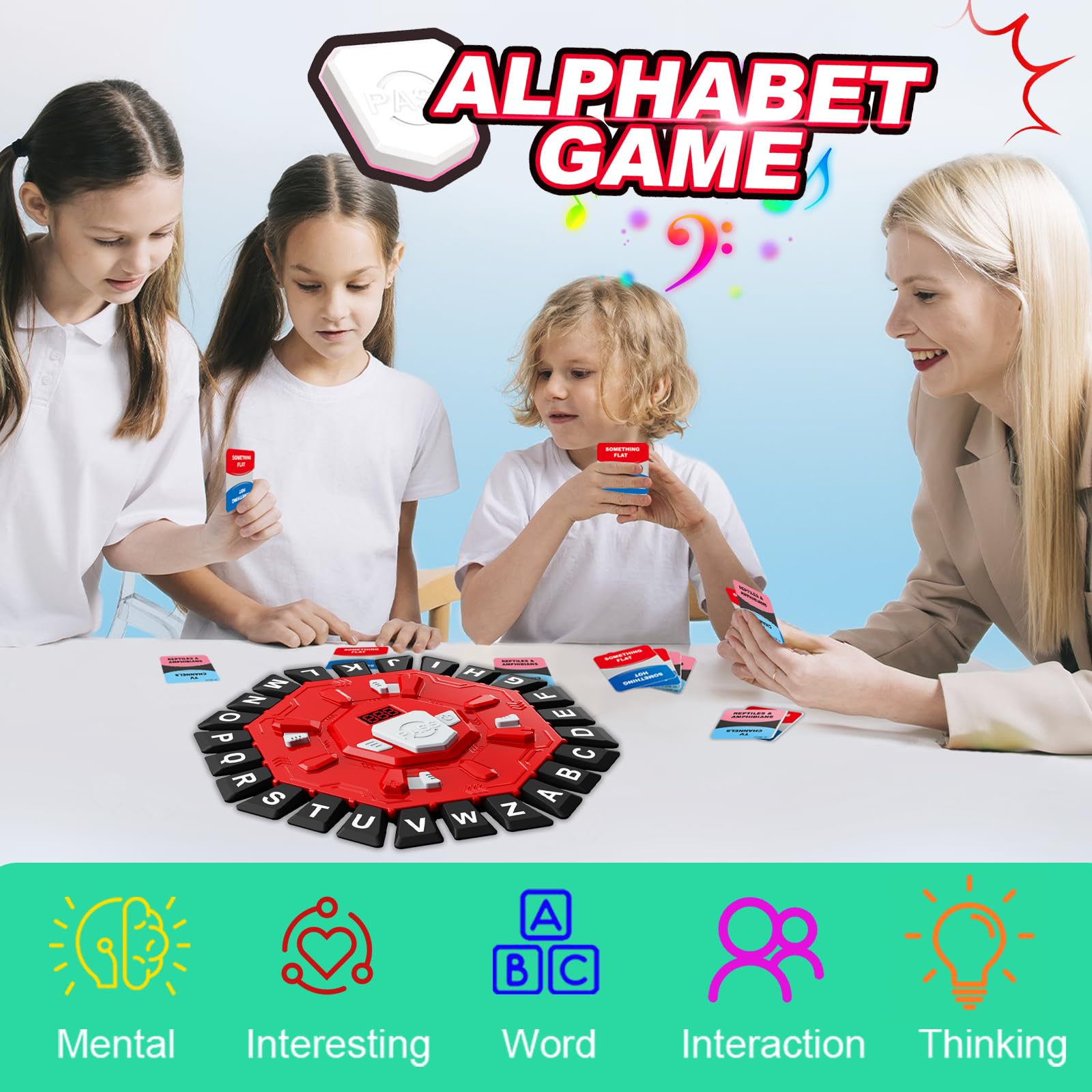 StyleBoon Word Game with LED Display – Fast-Paced Alphabet Board Game for Family Fun (Red)