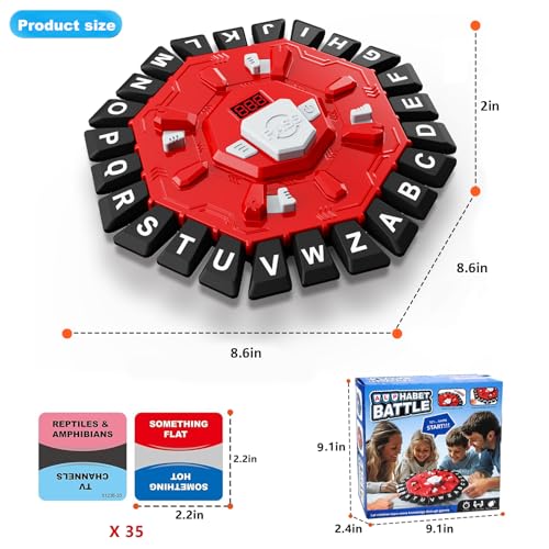 StyleBoon Word Game with LED Display – Fast-Paced Alphabet Board Game for Family Fun (Red)