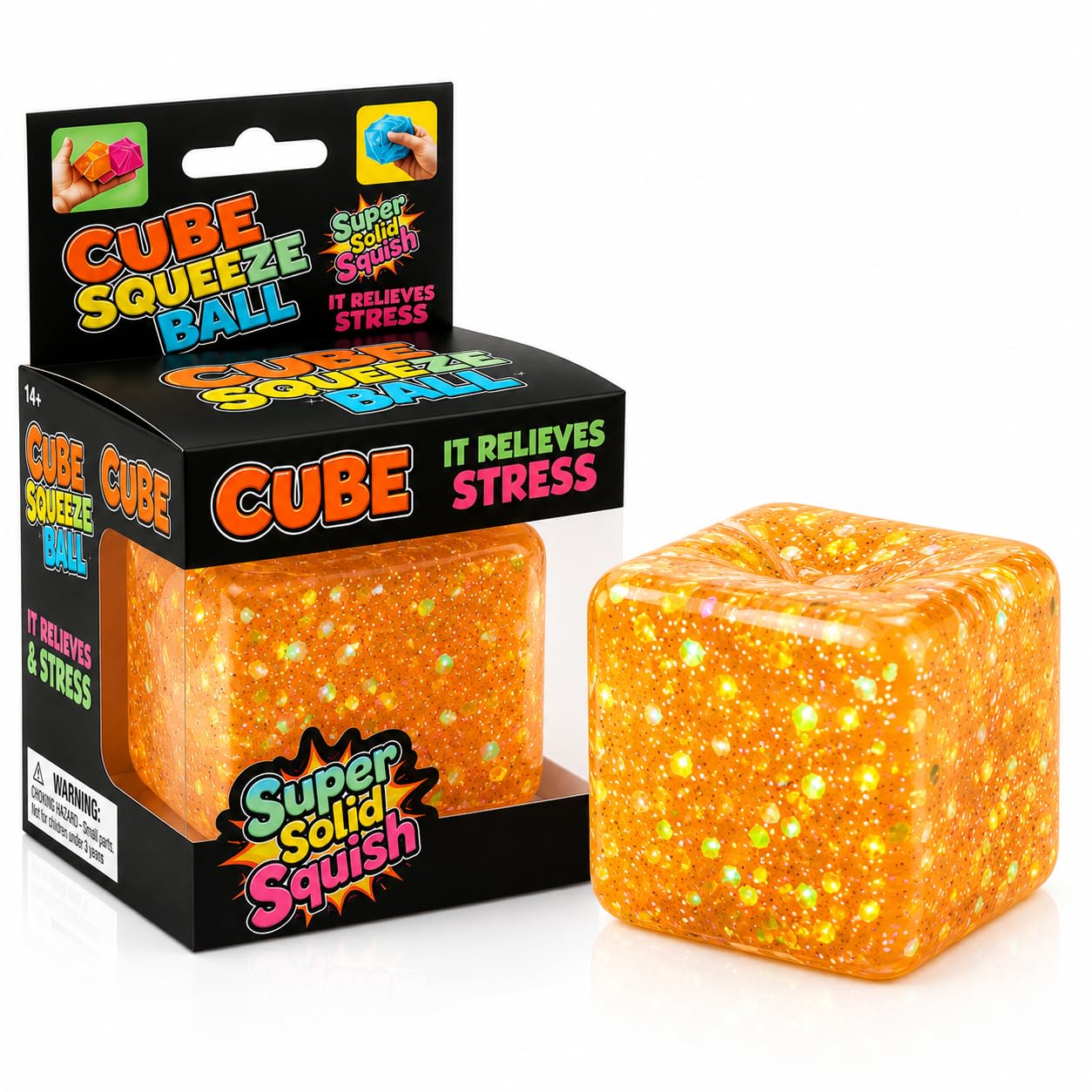 Sucvrta Stress Relief Squeeze Cube – Ultra-Soft Slow Rising Sensory Fidget Toy for Focus & Calm (Orange)