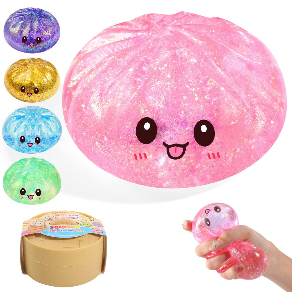 Sugar Dumpling Squishy – Viral Bao Bun Shaped Stress Relief Toy, Pink, 255g, Long-Lasting Fidget Squeeze for Gifts