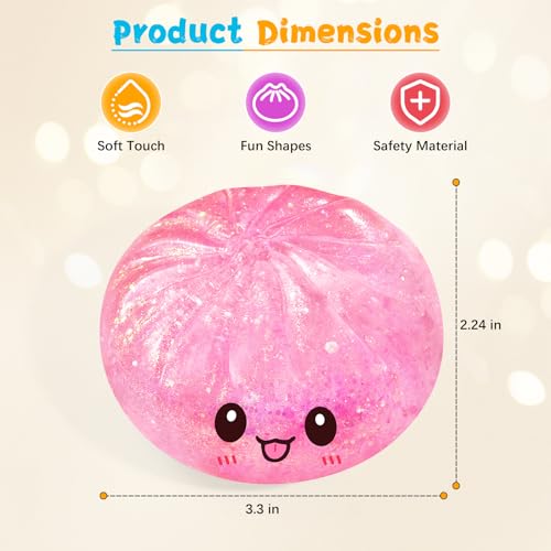 Sugar Dumpling Squishy – Viral Bao Bun Shaped Stress Relief Toy, Pink, 255g, Long-Lasting Fidget Squeeze for Gifts