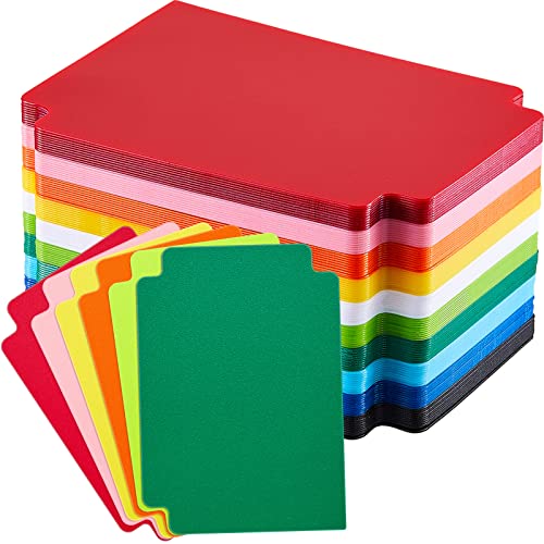 Suilung 100 Plastic Trading Card Dividers, Multicolor, 2.7 x 3.8 Inches, Frosted Separators with Tabs