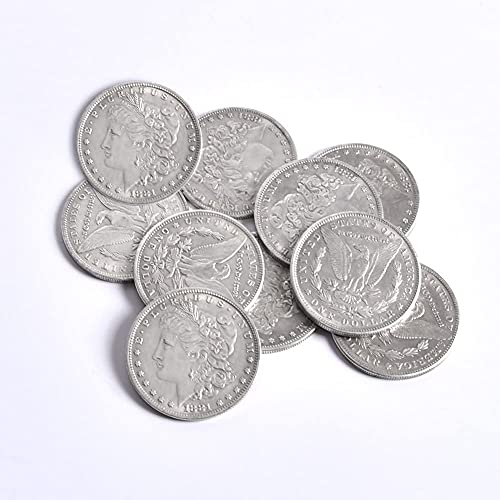 SUMAG Metal Magic Coins – 10 Steel Replica Morgan Dollars (3.8 cm) for Coin Magic Tricks
