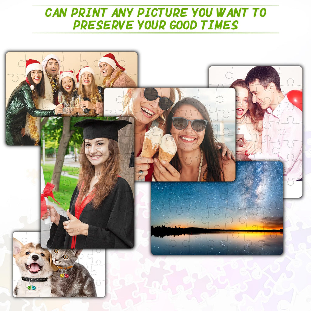 Sumind 10 Blank Sublimation Puzzles – 5 Rectangle (48 pcs) & 5 Heart Shaped (75 pcs) for DIY Heat Transfer
