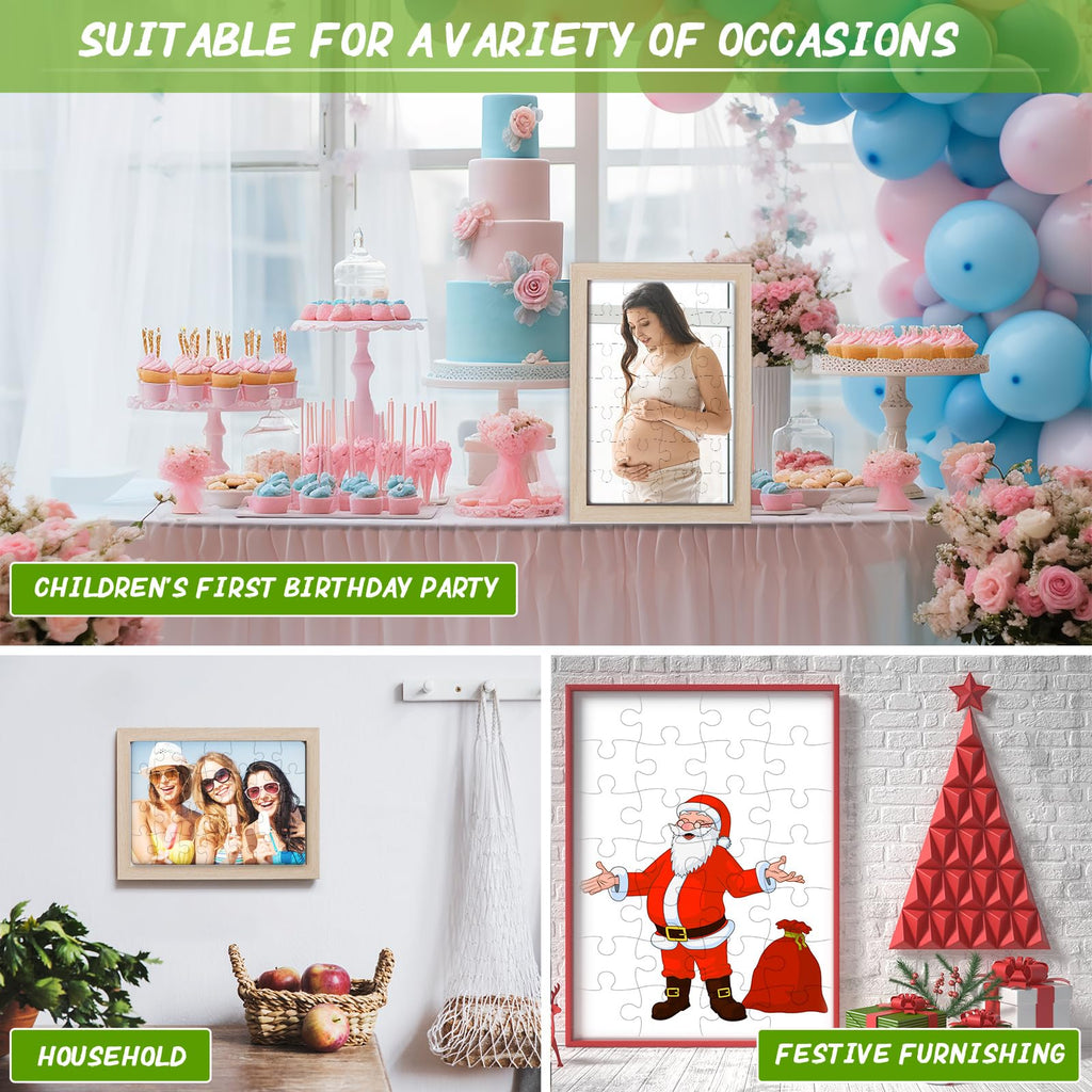 Sumind 10 Blank Sublimation Puzzles – 5 Rectangle (48 pcs) & 5 Heart Shaped (75 pcs) for DIY Heat Transfer