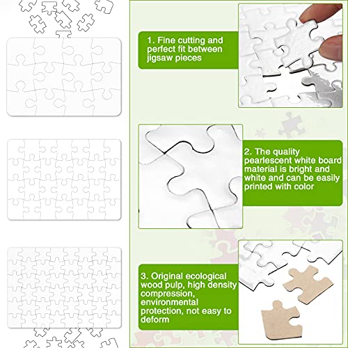 Sumind 10 Pack Blank Sublimation Jigsaw Puzzles - 7.1x5.1 Inch White Cardboard DIY Heat Transfer Puzzles for Personalized Gifts