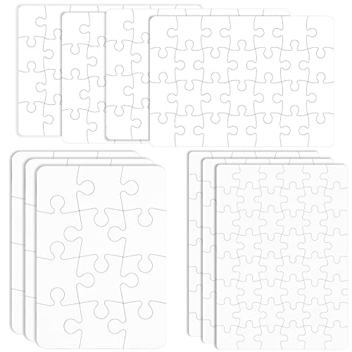 Sumind 10 Pack Blank Sublimation Jigsaw Puzzles - 7.1x5.1 Inch White Cardboard DIY Heat Transfer Puzzles for Personalized Gifts