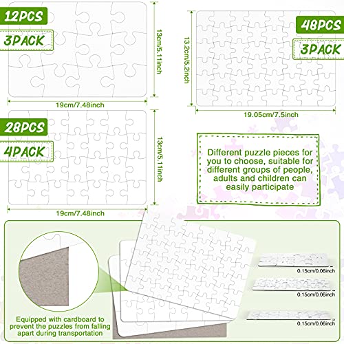 Sumind 10 Pack Blank Sublimation Jigsaw Puzzles - 7.1x5.1 Inch White Cardboard DIY Heat Transfer Puzzles for Personalized Gifts