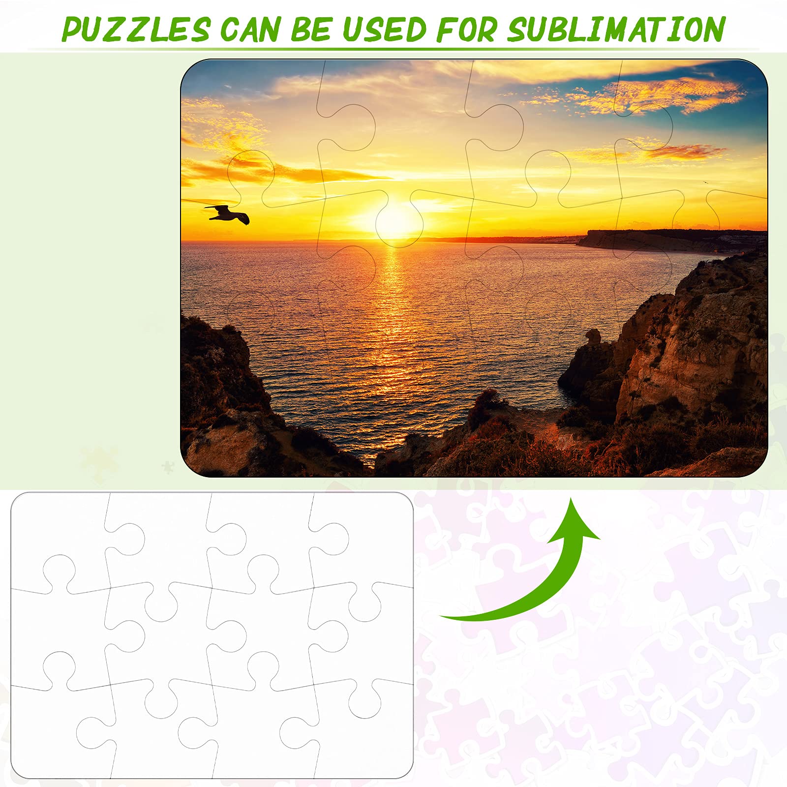 Sumind 10-Pack Blank Sublimation Puzzles – White A5 Rectangle for DIY Heat Transfer Printing