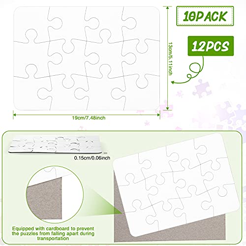 Sumind 10-Pack Blank Sublimation Puzzles – White A5 Rectangle for DIY Heat Transfer Printing