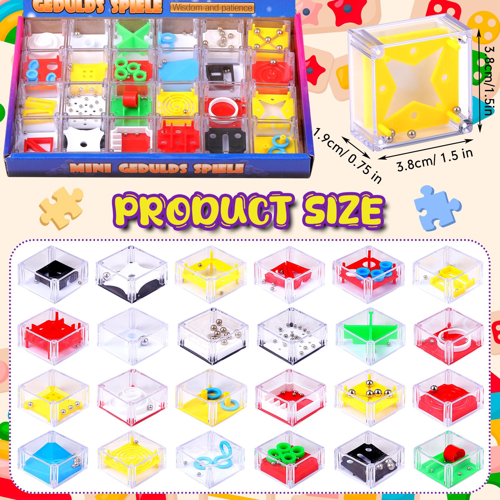 Sumind 24-Pack Mini Maze Cube Puzzle – Brain Teaser Party Favors for Mind Challenges