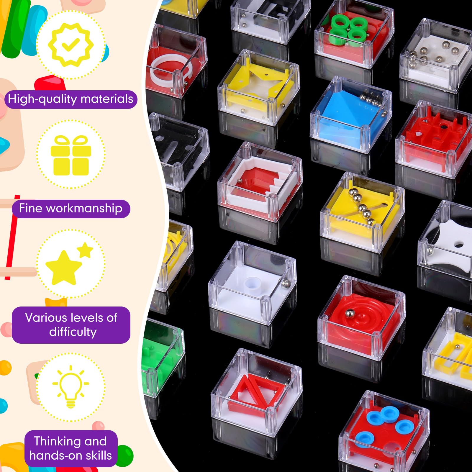 Sumind 24-Pack Mini Maze Cube Puzzle – Brain Teaser Party Favors for Mind Challenges