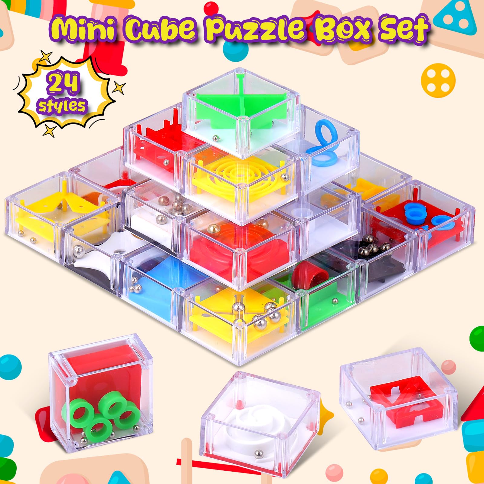 Sumind 24-Pack Mini Maze Cube Puzzle – Brain Teaser Party Favors for Mind Challenges