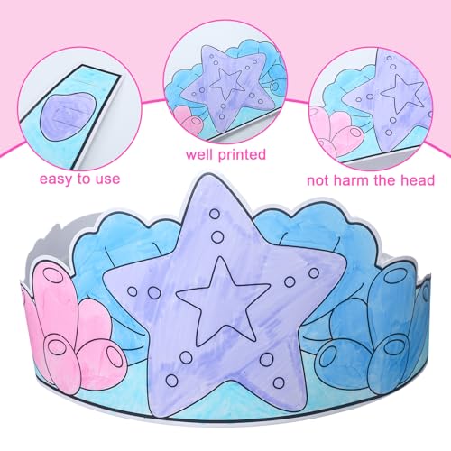 Sumind 24-Piece DIY Mermaid Crown Set - Color Your Own Ocean Theme Party Favors for Kids Crafts