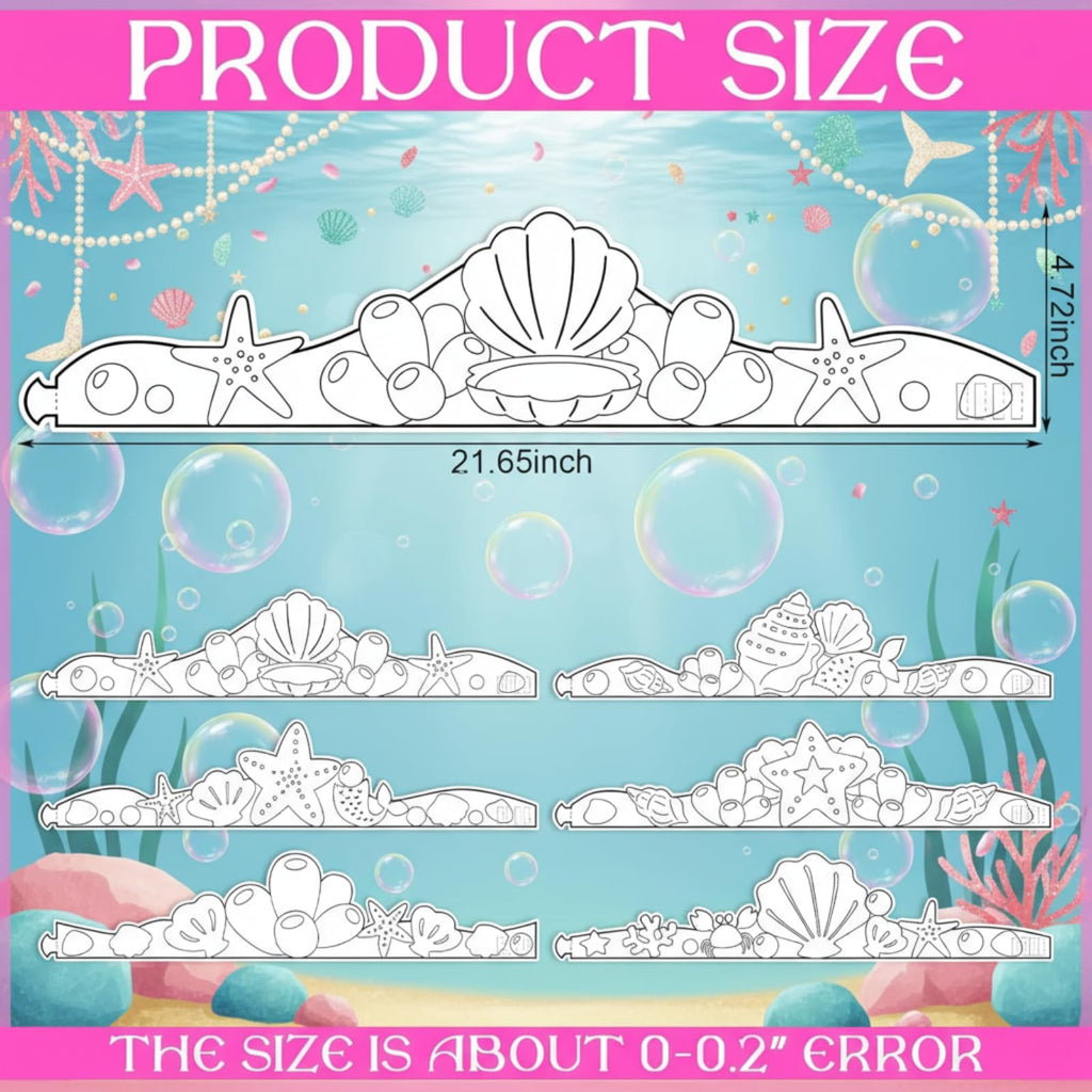Sumind 24-Piece DIY Mermaid Crown Set - Color Your Own Ocean Theme Party Favors for Kids Crafts