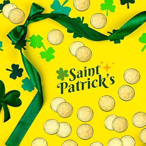 Sumind 240-Pack Gold St. Patrick's Day Shamrock Coins – Plastic Clover Coins for Table Sprinkles and Party Decor