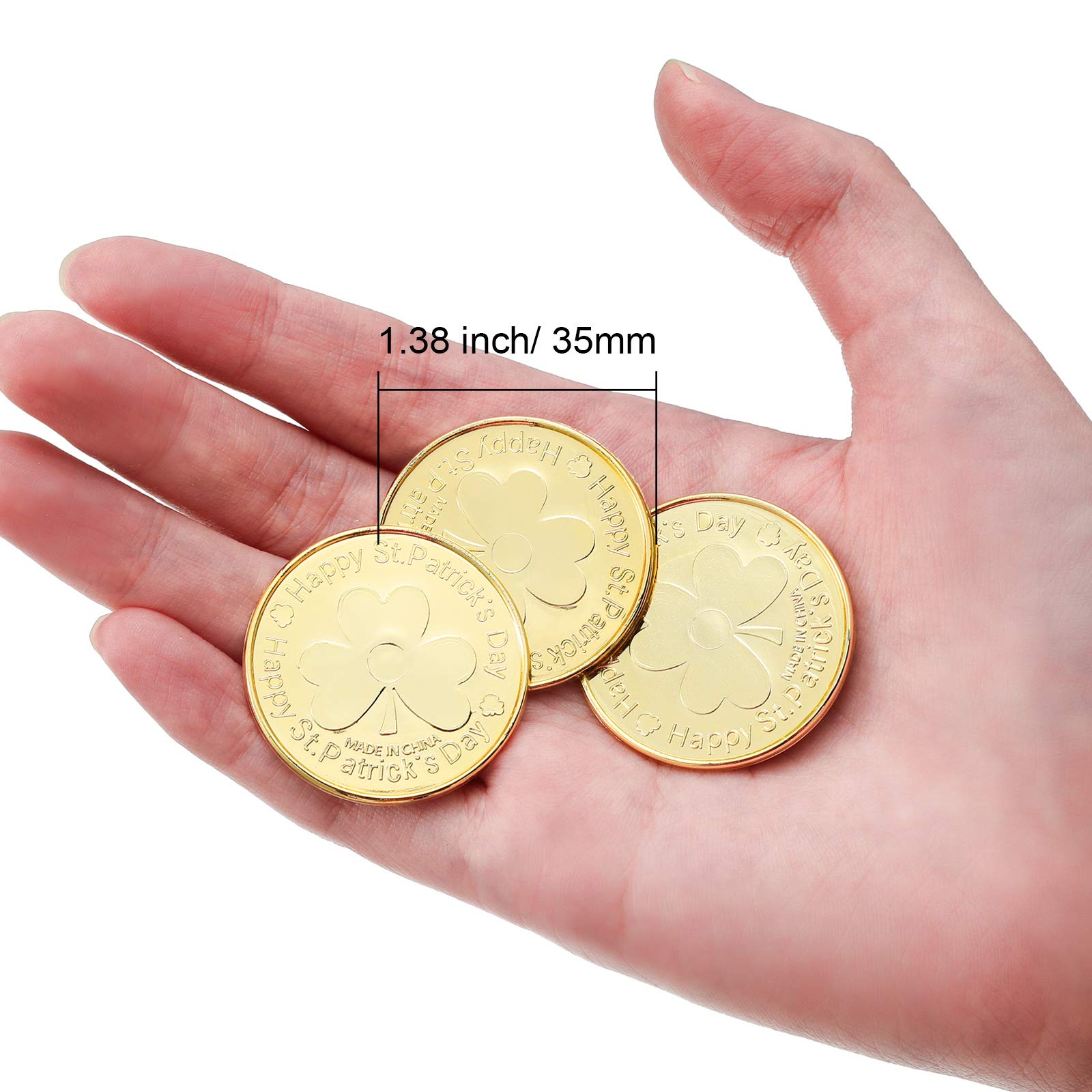Sumind 240-Pack Gold St. Patrick's Day Shamrock Coins – Plastic Clover Coins for Table Sprinkles and Party Decor