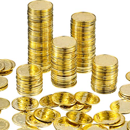 Sumind 240-Pack Gold St. Patrick's Day Shamrock Coins – Plastic Clover Coins for Table Sprinkles and Party Decor