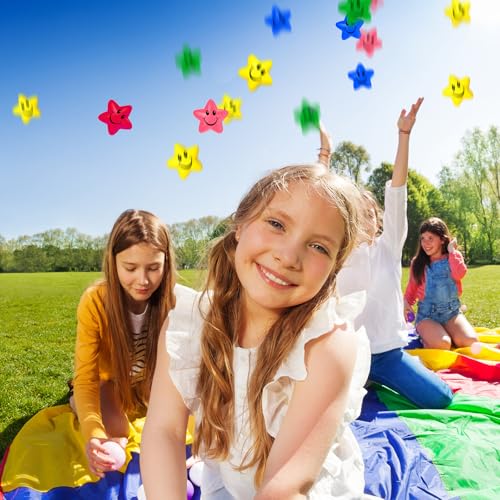 Sumind 30-Pack Smile Face Star Stress Balls - 2.16-Inch Foam Squeeze Balls for Anxiety Relief, Party Favors, and Classroom Rewards (5 Colors)