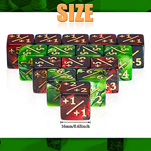 Sumind 48-Piece Counter Dice Set with +1/-1 Markings – 6-Sided Resin Tokens for CCG and TCG Games