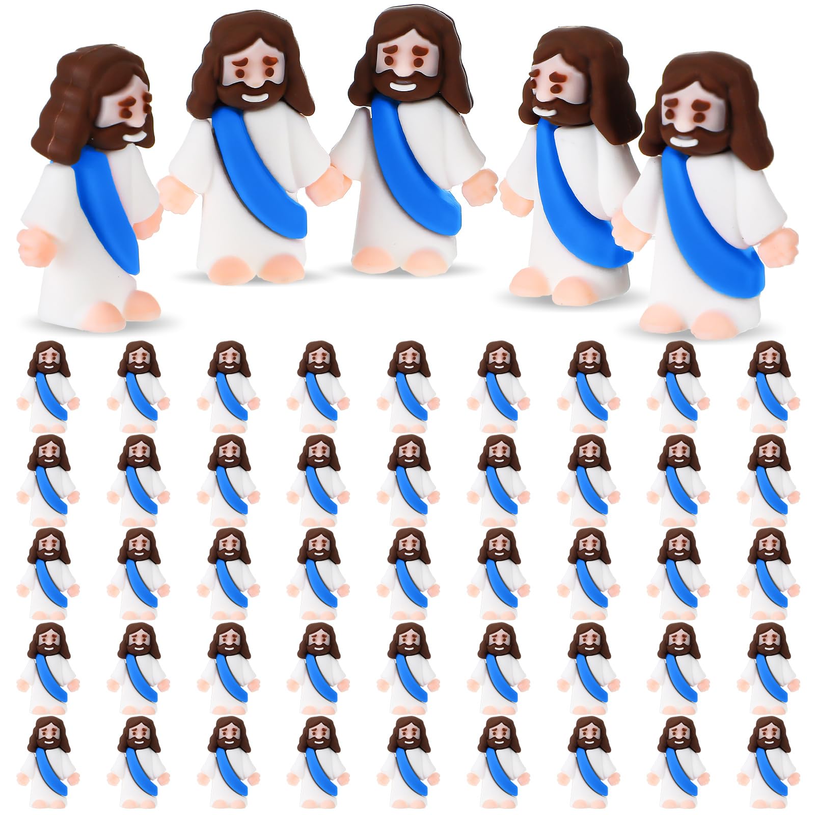 Sumind 50 Pack Mini Jesus Figures for Easter Egg Stuffers, Religious Party Favors, Sunday School Gifts