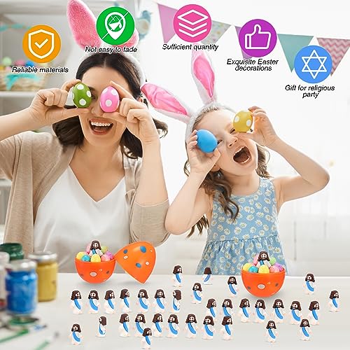 Sumind 50 Pack Mini Jesus Figures for Easter Egg Stuffers, Religious Party Favors, Sunday School Gifts