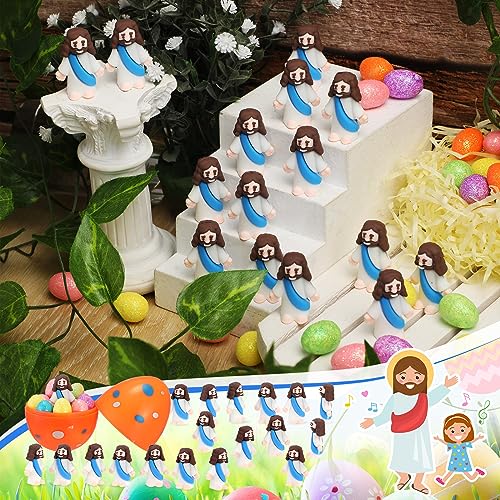 Sumind 50 Pack Mini Jesus Figures for Easter Egg Stuffers, Religious Party Favors, Sunday School Gifts