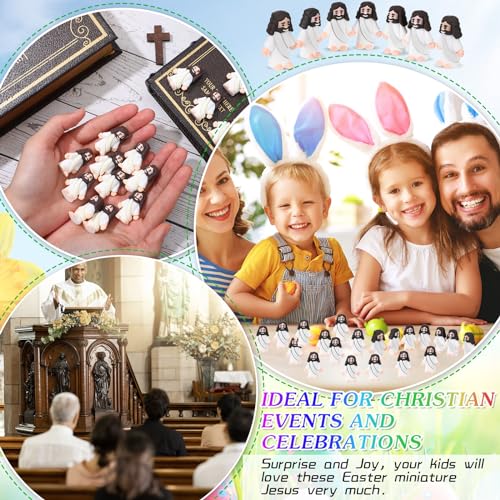 Sumind 50 Pack Mini Jesus Figurines for Easter Egg Fillers, Sunday School Gifts, Religious Party Favors (White, 1.2 x 1.4 Inches)