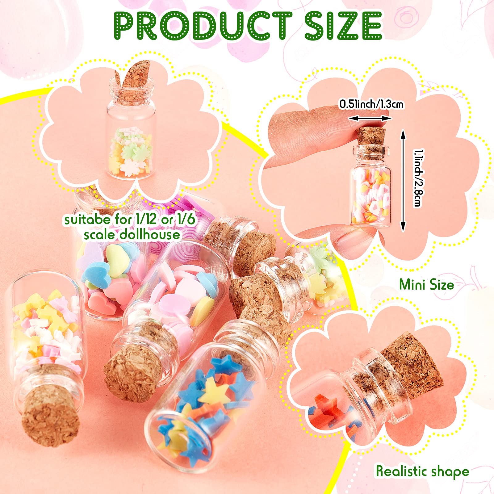 Sumind 50-Piece Miniature Food Jar Set: 1:12 Scale Resin Bottles with Candy & Fruit for Dollhouse Kitchen Decor