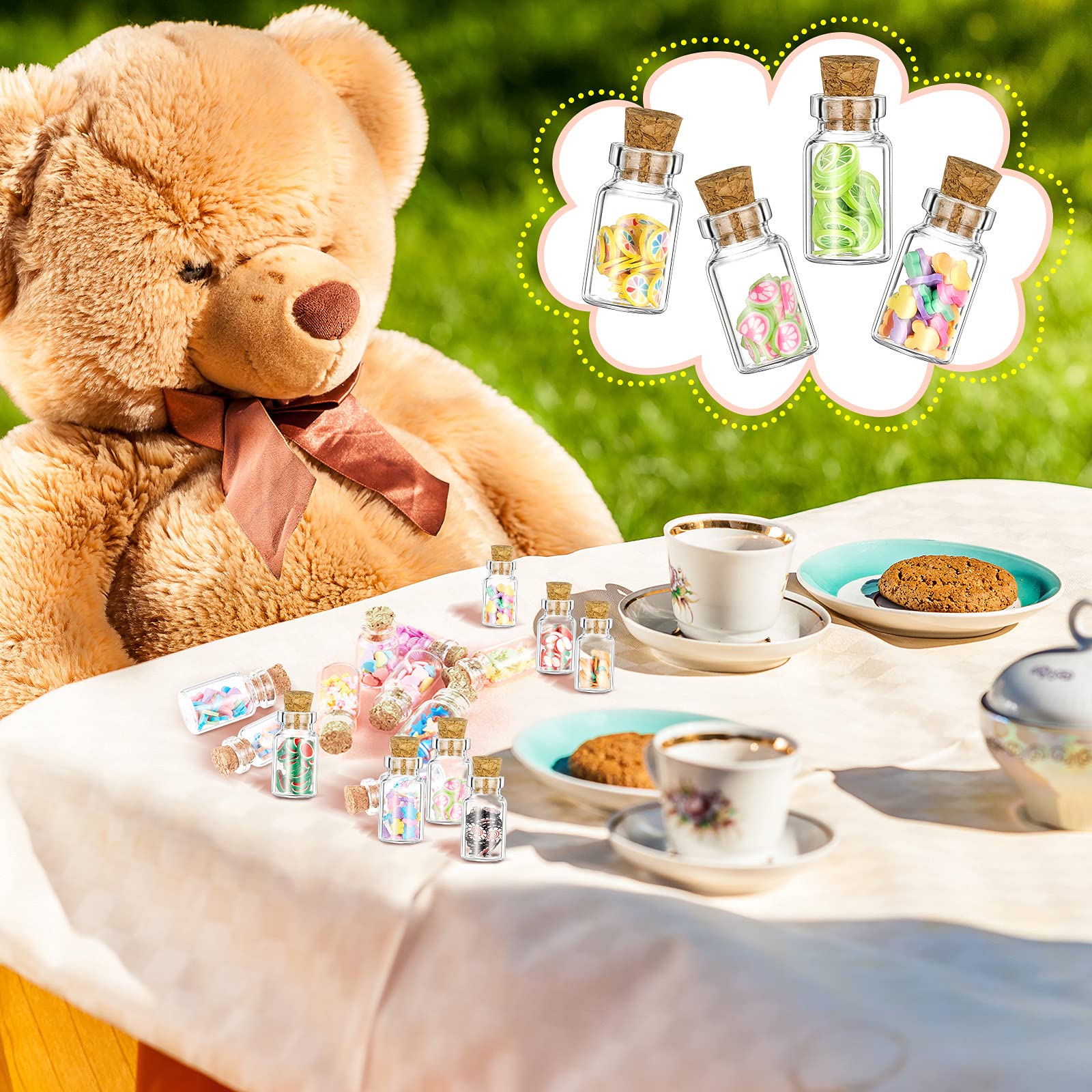 Sumind 50-Piece Miniature Food Jar Set: 1:12 Scale Resin Bottles with Candy & Fruit for Dollhouse Kitchen Decor