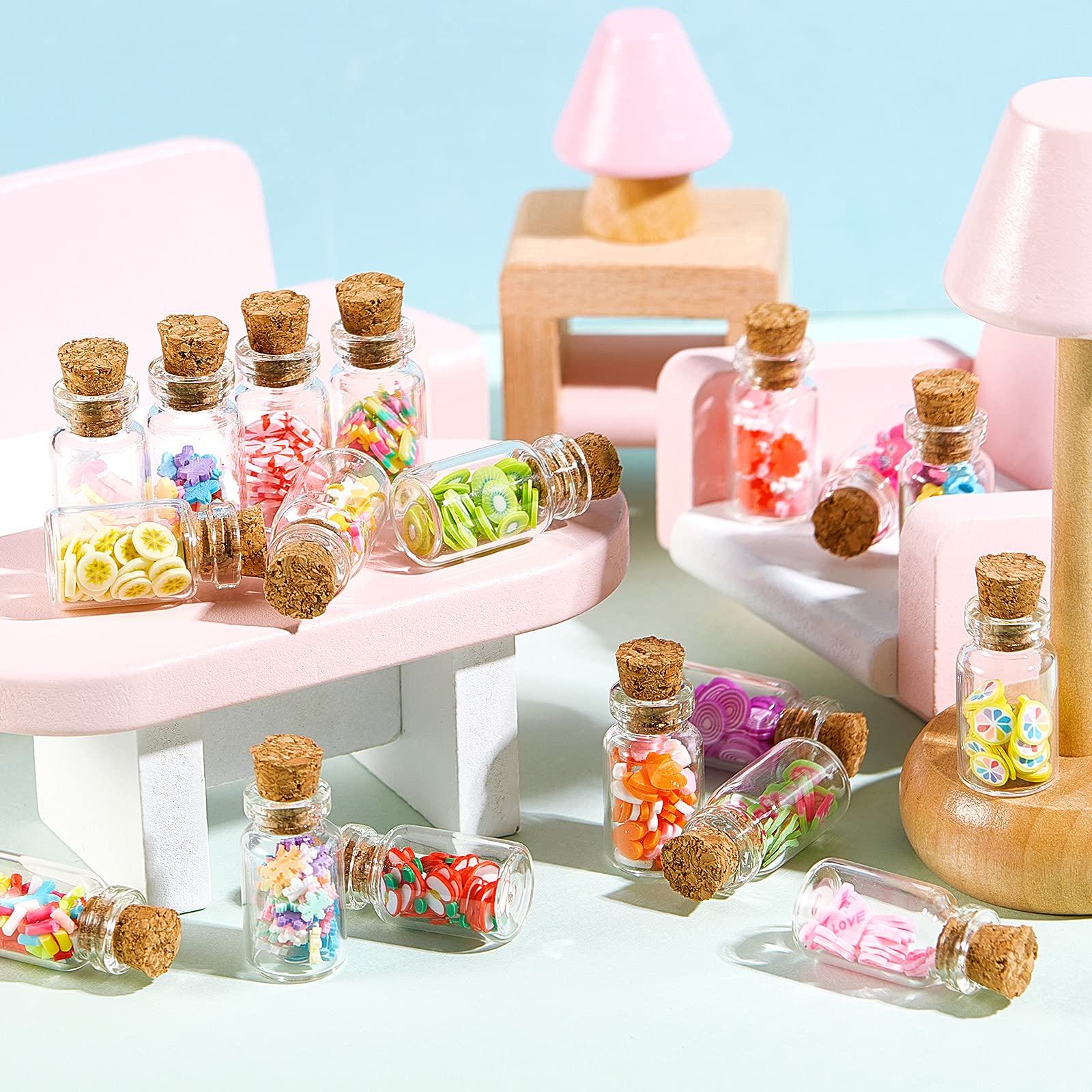 Sumind 50-Piece Miniature Food Jar Set: 1:12 Scale Resin Bottles with Candy & Fruit for Dollhouse Kitchen Decor