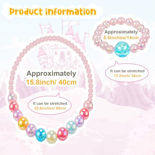 Sumind 6-Piece Toddler Jewelry Set: Beaded Necklaces and Bracelets for Girls' Dress-Up