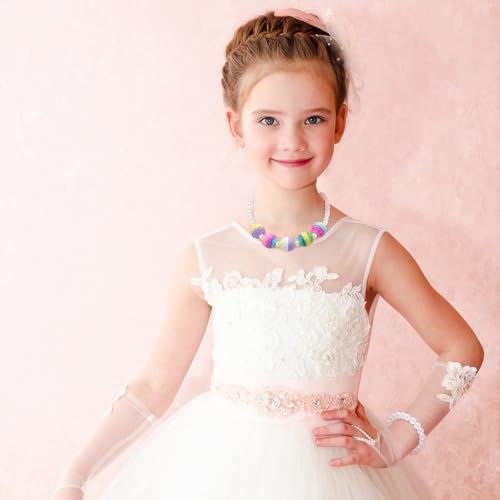 Sumind 6-Piece Toddler Jewelry Set: Beaded Necklaces and Bracelets for Girls' Dress-Up