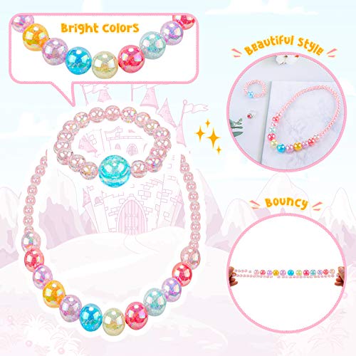 Sumind 6-Piece Toddler Jewelry Set: Beaded Necklaces and Bracelets for Girls' Dress-Up
