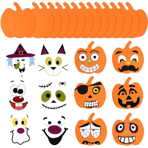 Sumind Halloween Foam Pumpkin Craft Kit - 32 Pieces with Stickers for DIY Decorations