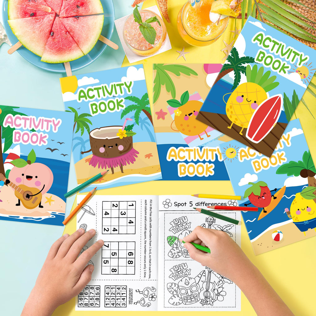 Summer Activity Books for Kids – 24 Pack Fruit-Themed Mini Puzzle Books for Party Favors & Classroom Prizes