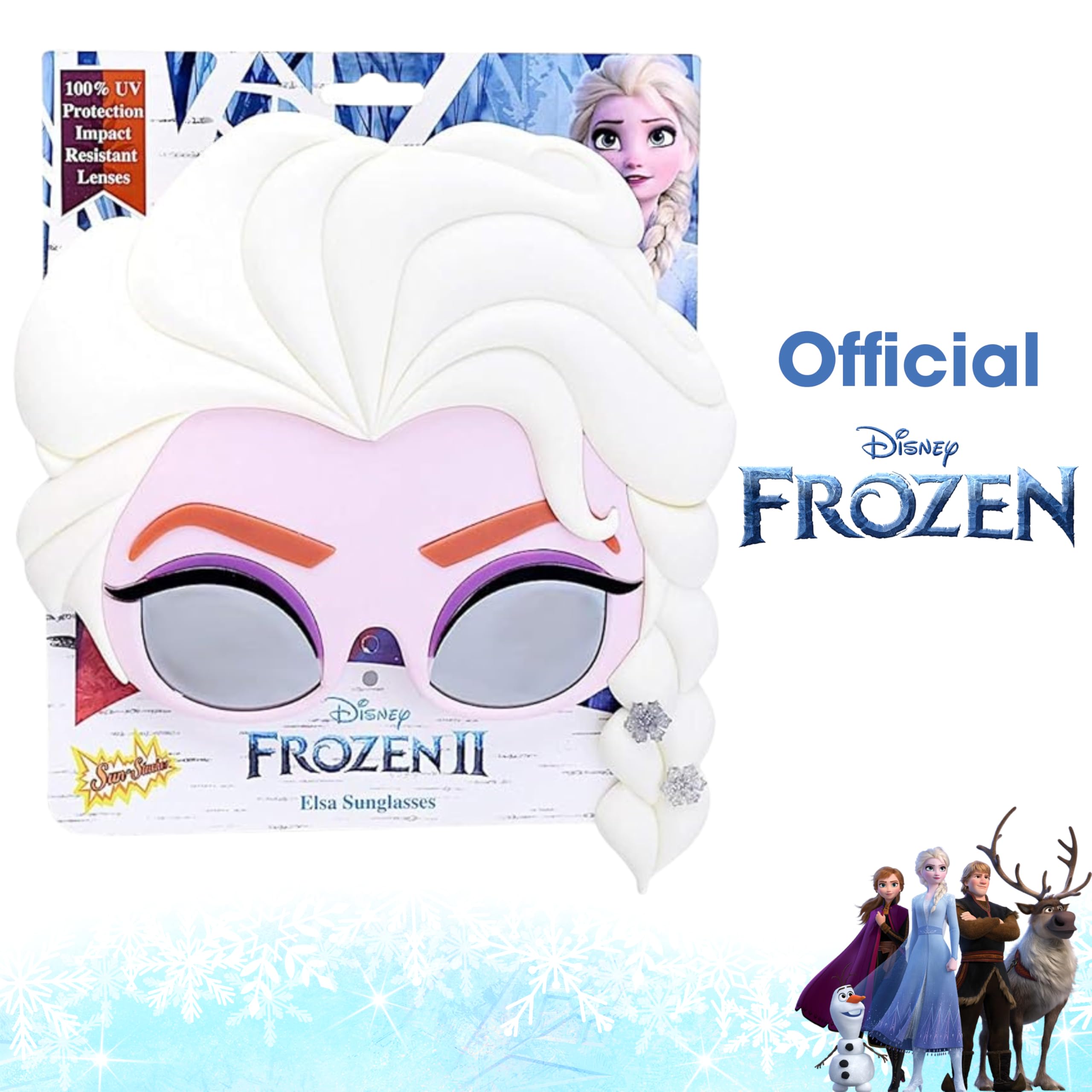 Sun Staches Disney Frozen Kids Sunglasses – Elsa, Anna & Olaf Dress-Up Costume Accessory