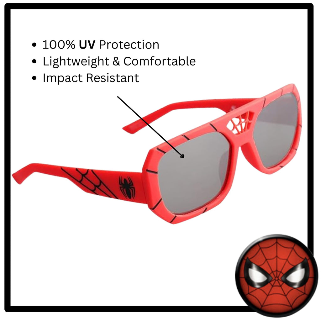 Sun-Staches Spider-Man Kids Sunglasses – UV400 Red Web Frames, One Size Fits Most