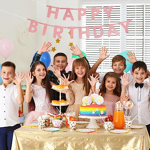 SUNBEAUTY 127-Piece Rosegold Glittery DIY Banner Kit – Customizable Letters & Symbols for Parties