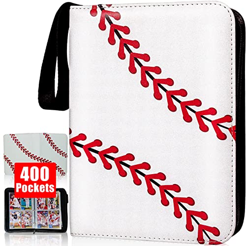Sunhorse Baseball Card Binder - Holds 400 Cards, 50 Double-Sided Sleeves, Zipper Closure
