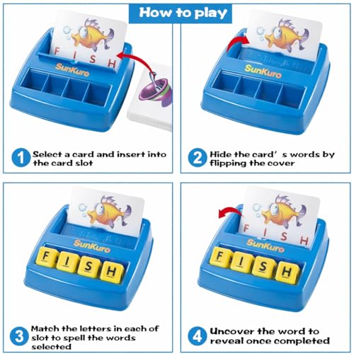 SUNKURO Matching Letter Game for Kids Ages 3-8 - Educational Alphabet Puzzle Toy, Blue
